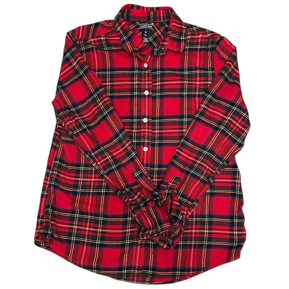 Size 10 women flannel plaid shirt red hiking